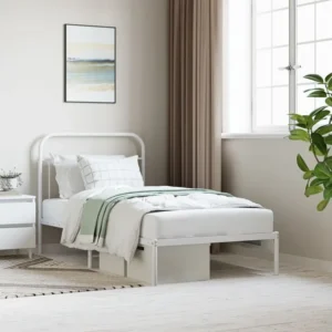 Estrutura de cama com cabeceira 100x190 cm metálico branco
