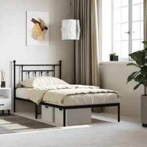 Estrutura de cama com cabeceira 100x190 cm metálico preto