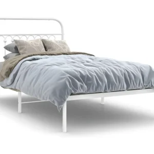 Estrutura de cama com cabeceira 100x190 cm metálico branco