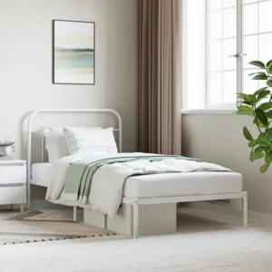 Estrutura de cama com cabeceira 100x200 cm metálico branco
