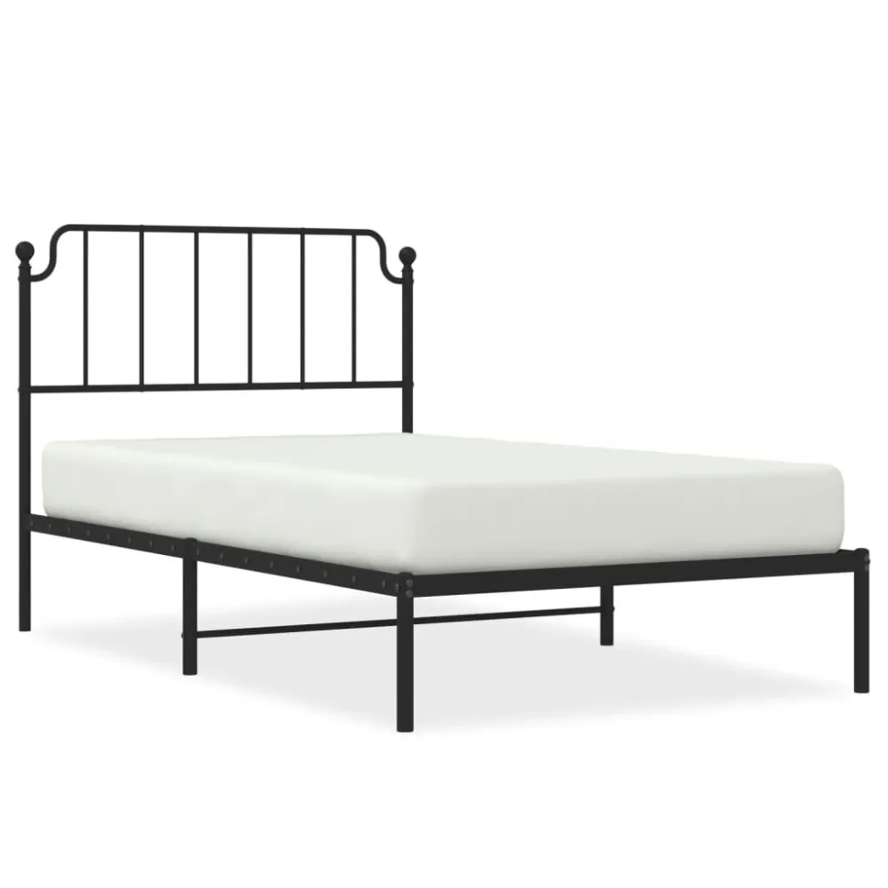 Estrutura de cama com cabeceira 107x203 cm metálico preto