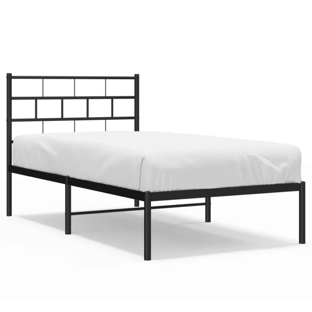 Estrutura de cama com cabeceira 107x203 cm metálico preto
