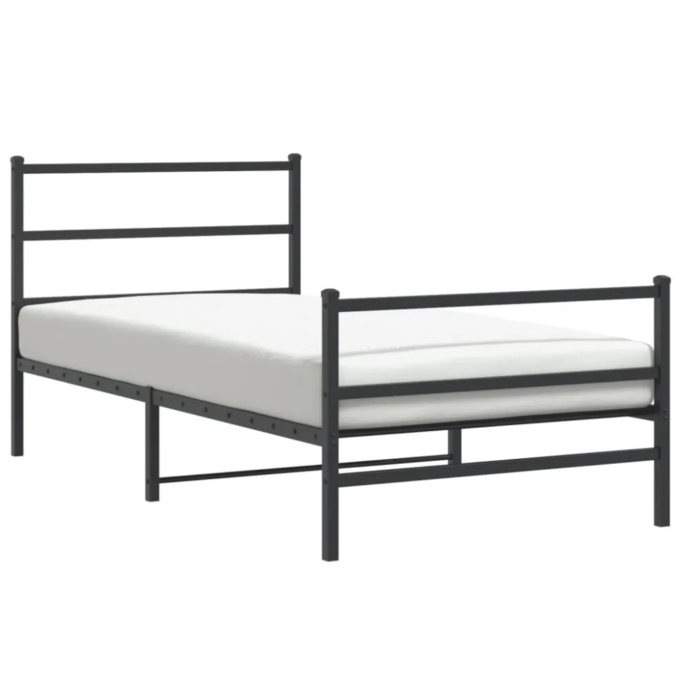 Estrutura de cama com cabeceira e pés 107x203 cm metálico preto