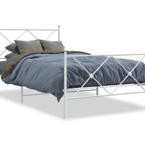 Estrutura de cama com cabeceira e pés 107x203 cm metálico branco