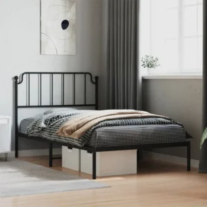 Estrutura de cama com cabeceira 107x203 cm metálico preto