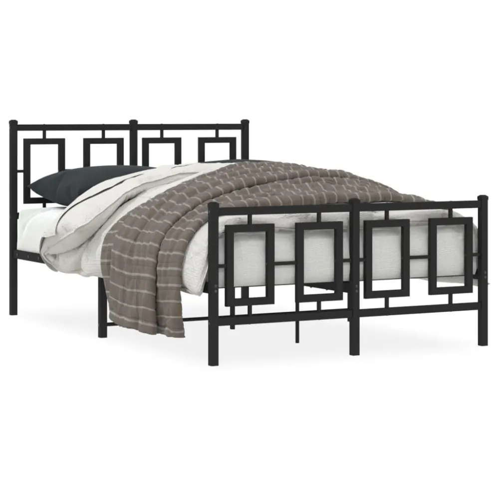 Estrutura de cama com cabeceira e pés 120x190 cm metálico preto