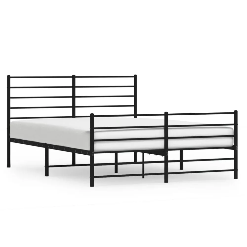 Estrutura de cama com cabeceira e pés 120x190 cm metálico preto