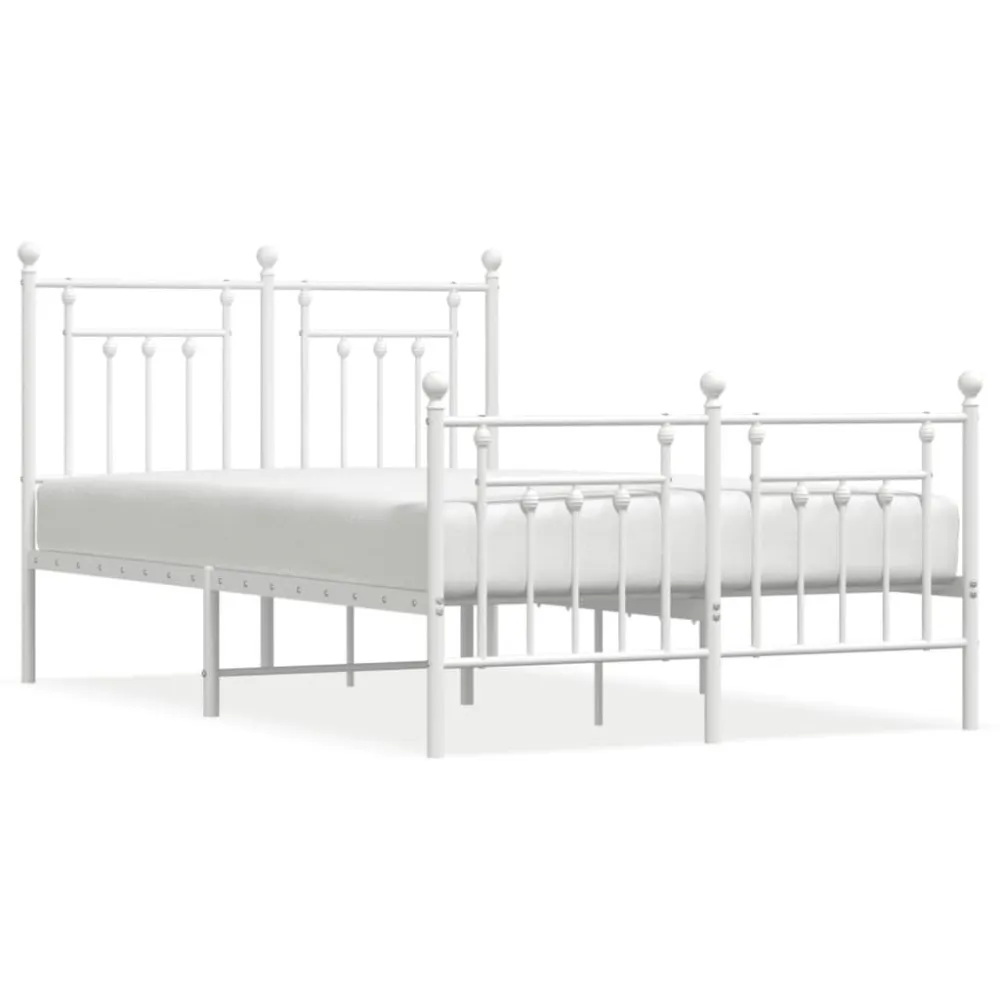 Estrutura de cama com cabeceira e pés 120x190 cm metálico branco