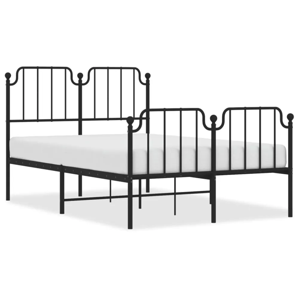 Estrutura de cama com cabeceira e pés 120x190 cm metálico preto