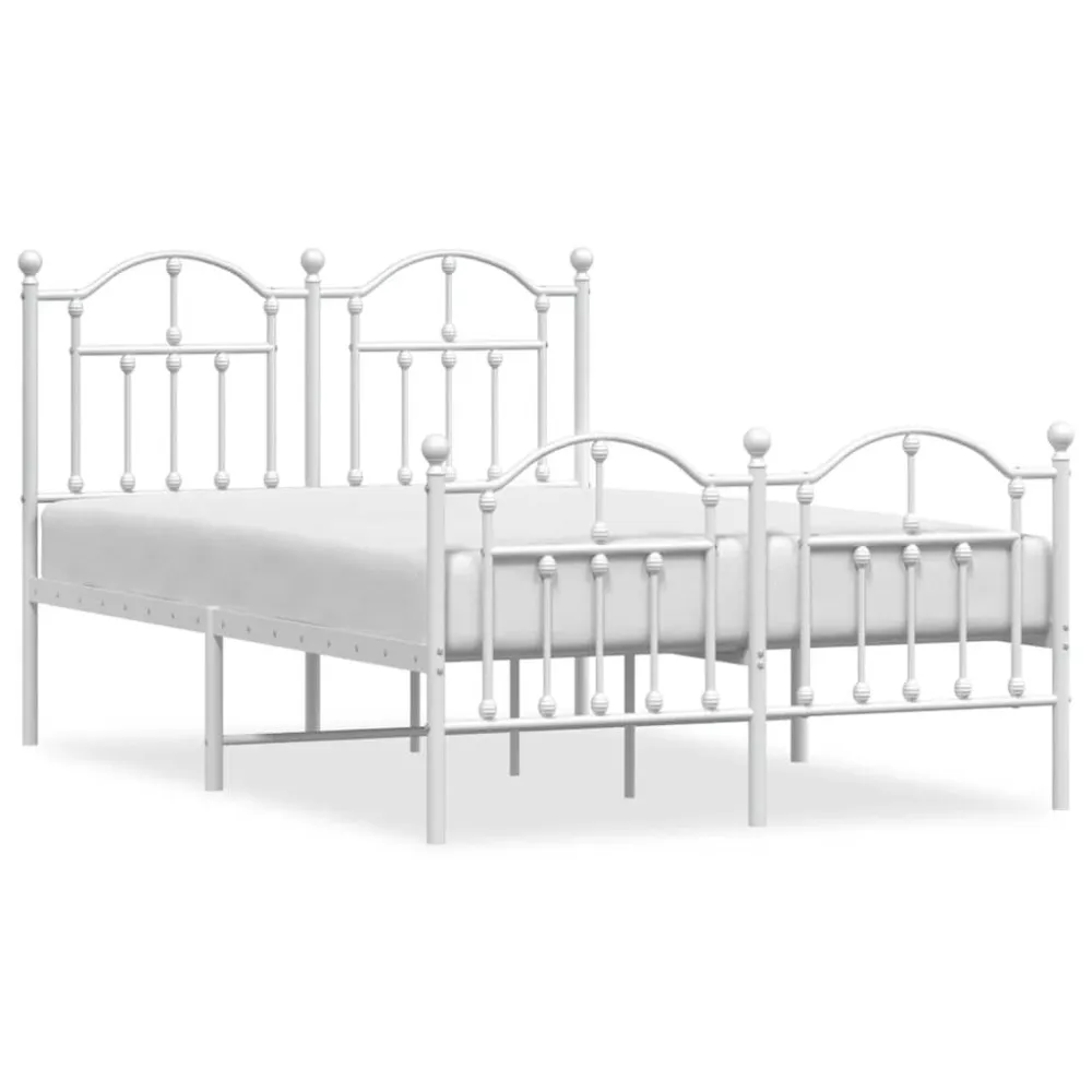 Estrutura de cama com cabeceira e pés 120x190 cm metálico branco