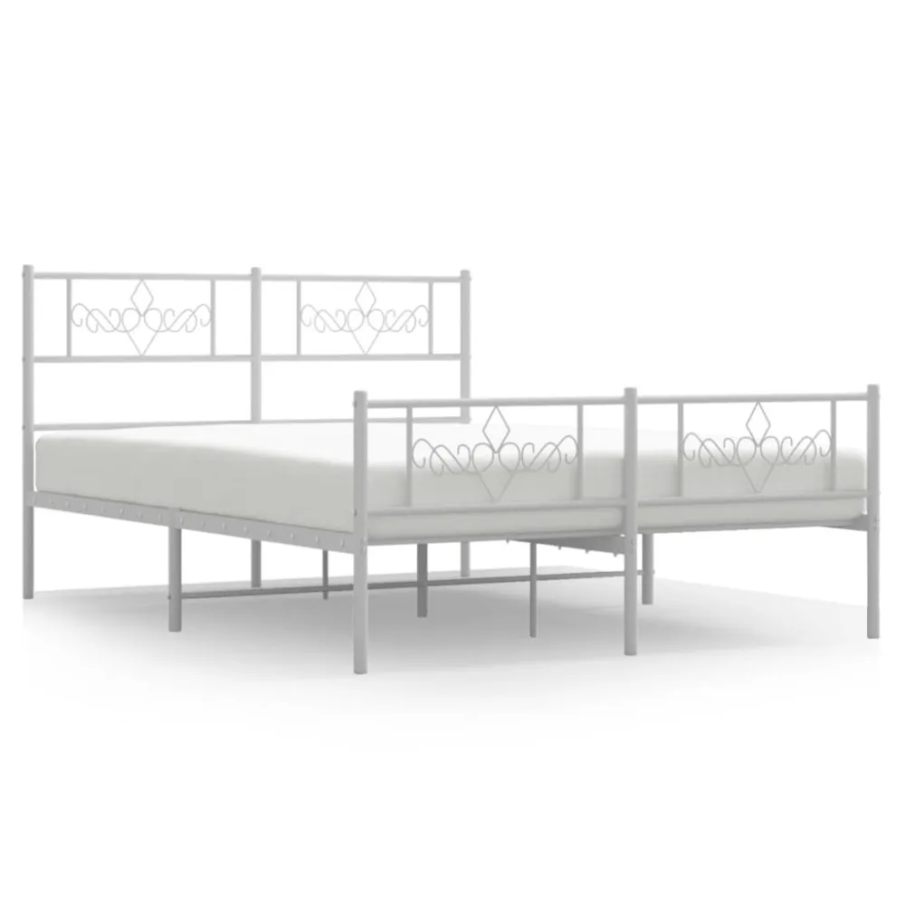 Estrutura de cama com cabeceira e pés 120x190 cm metálico branco