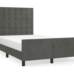 Estrutura de cama com cabeceira 120x190 cm veludo cinza-escuro