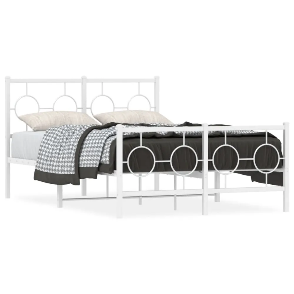 Estrutura de cama com cabeceira e pés 120x200 cm metálico branco