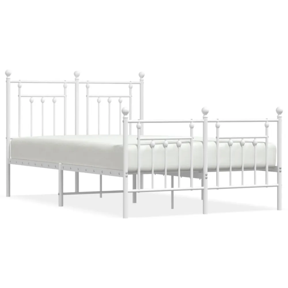 Estrutura de cama com cabeceira e pés 120x200 cm metálico branco