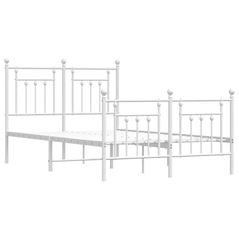 Estrutura de cama com cabeceira e pés 120x200 cm metálico branco