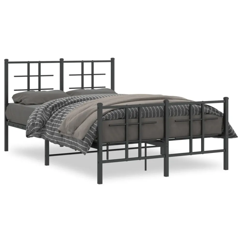 Estrutura de cama com cabeceira e pés 120x200 cm metálico preto