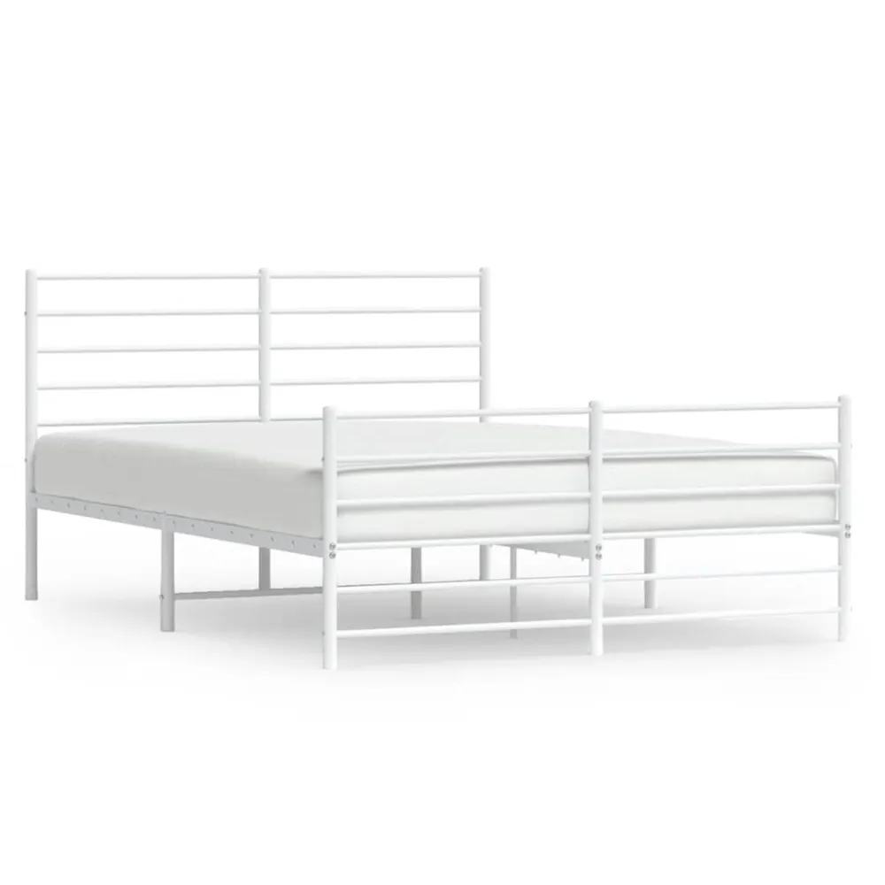 Estrutura de cama com cabeceira e pés 120x200 cm metálico branco