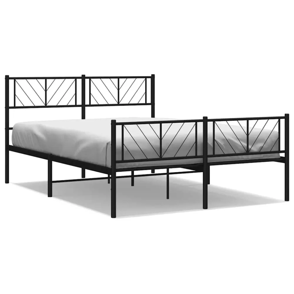 Estrutura de cama com cabeceira e pés 135x190 cm metálico preto