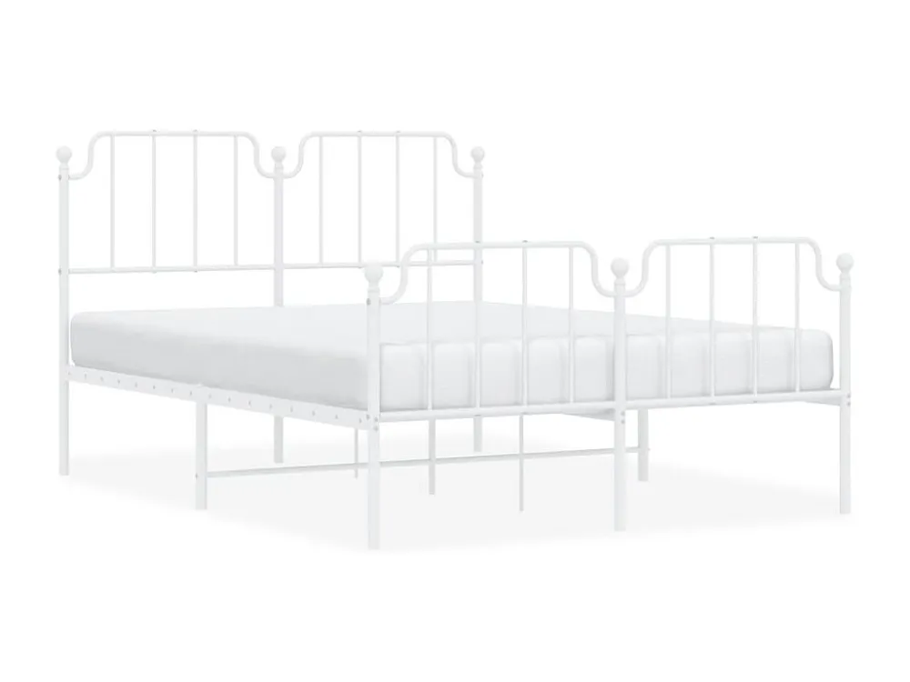 Estrutura de cama com cabeceira e pés 135x190 cm metálico branco