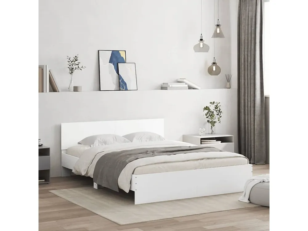 Estrutura de cama com cabeceira 140x190 cm branco