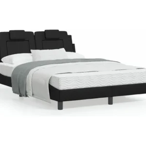 Estrutura cama com cabeceira 140x190 cm couro artificial preto