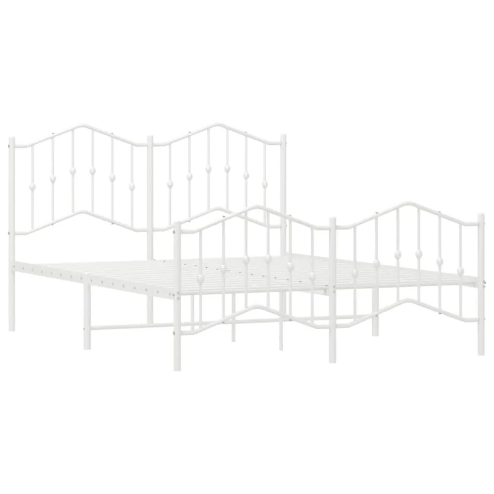 Estrutura de cama com cabeceira e pés 140x190 cm metálico branco