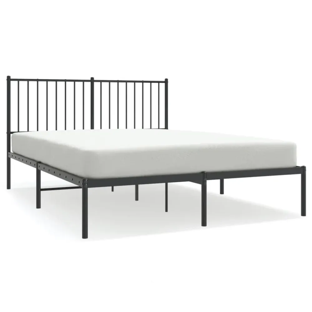 Estrutura de cama com cabeceira 140x190 cm metálico preto