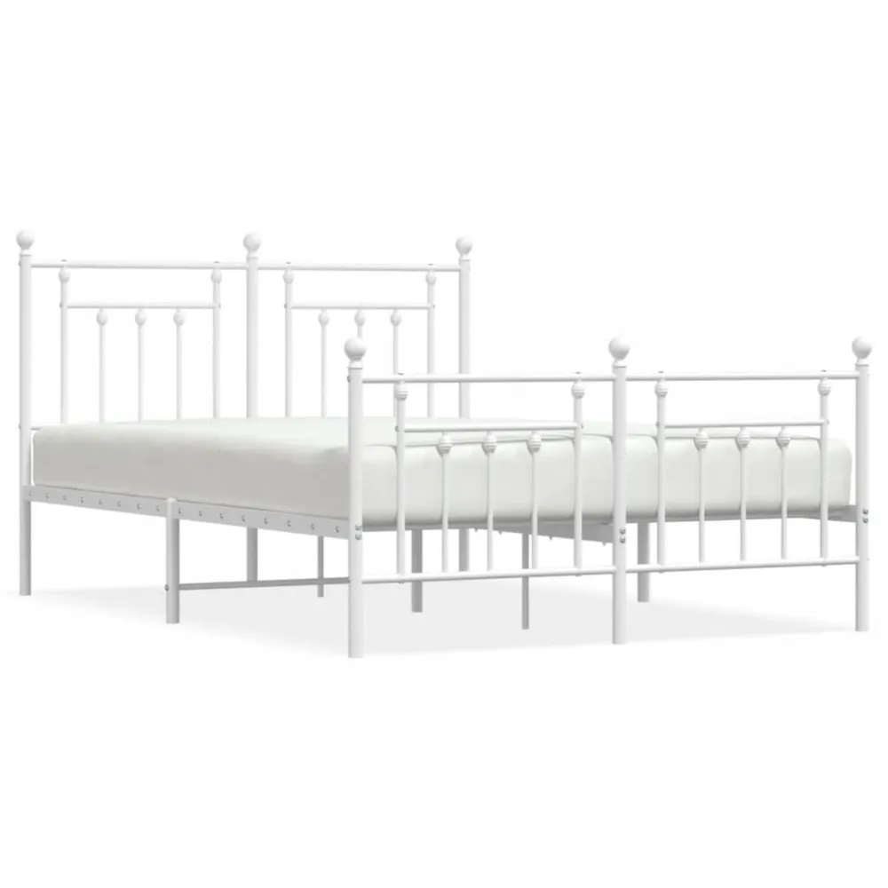 Estrutura de cama com cabeceira e pés 140x190 cm metálico branco