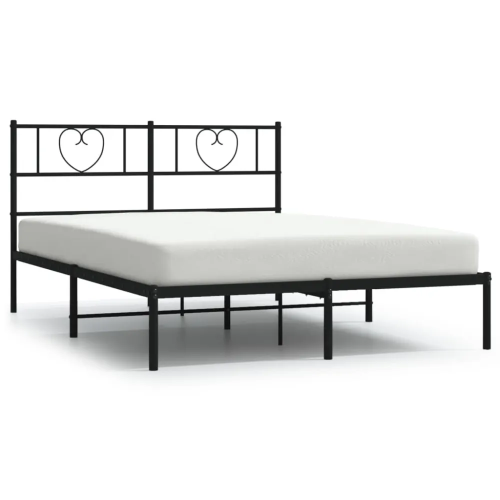 Estrutura de cama com cabeceira 140x190 cm metálico preto