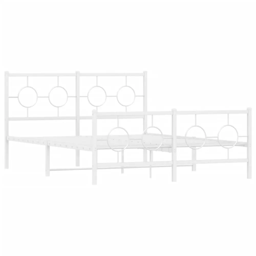 Estrutura de cama com cabeceira e pés 140x190 cm metálico branco