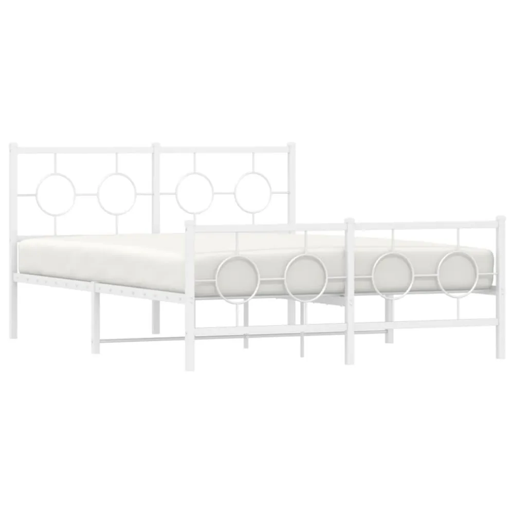 Estrutura de cama com cabeceira e pés 140x190 cm metálico branco