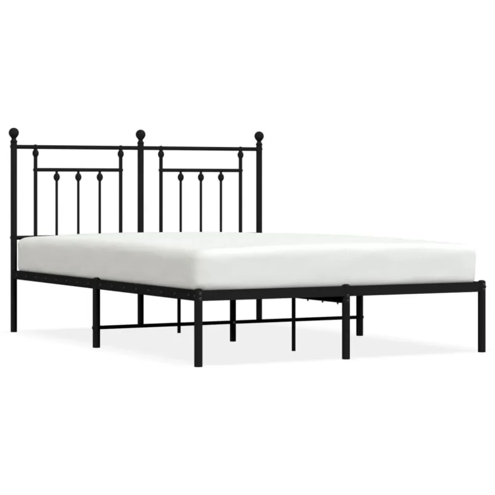 Estrutura de cama com cabeceira 140x190 cm metálico preto