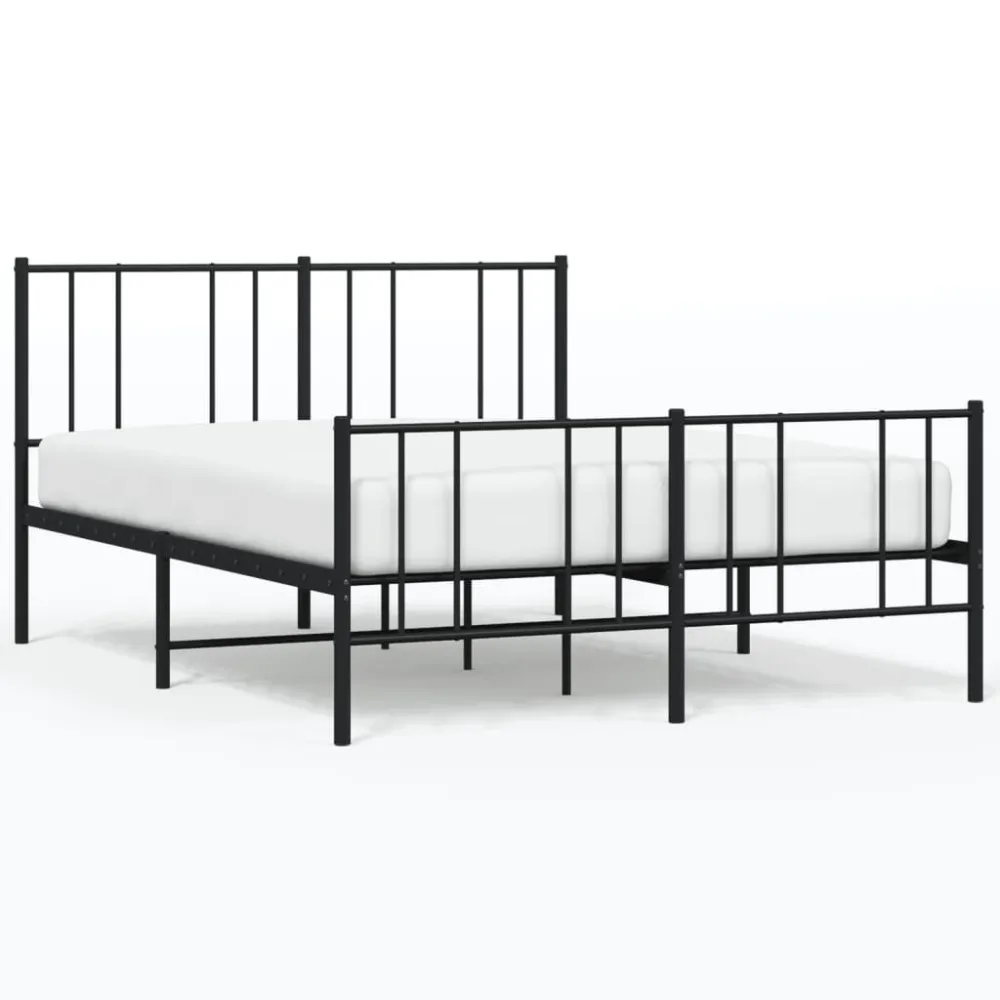 Estrutura de cama com cabeceira e pés 140x190 cm metálico preto