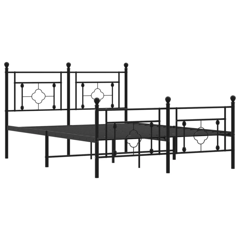 Estrutura de cama com cabeceira e pés 140x190 cm metálico preto