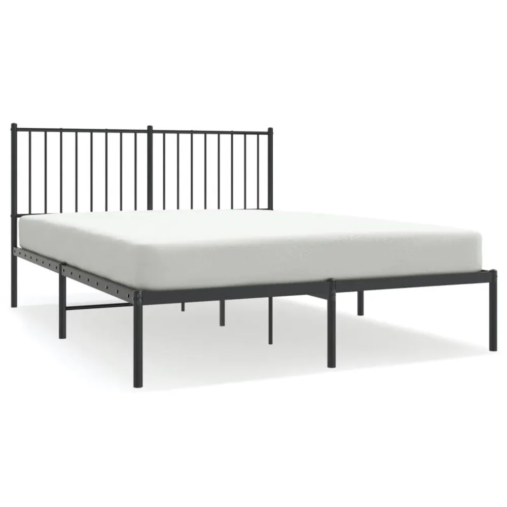 Estrutura de cama com cabeceira 140x190 cm metálico preto