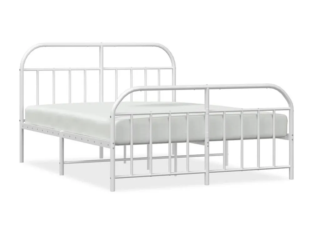 Estrutura de cama com cabeceira e pés 140x190 cm metálico branco