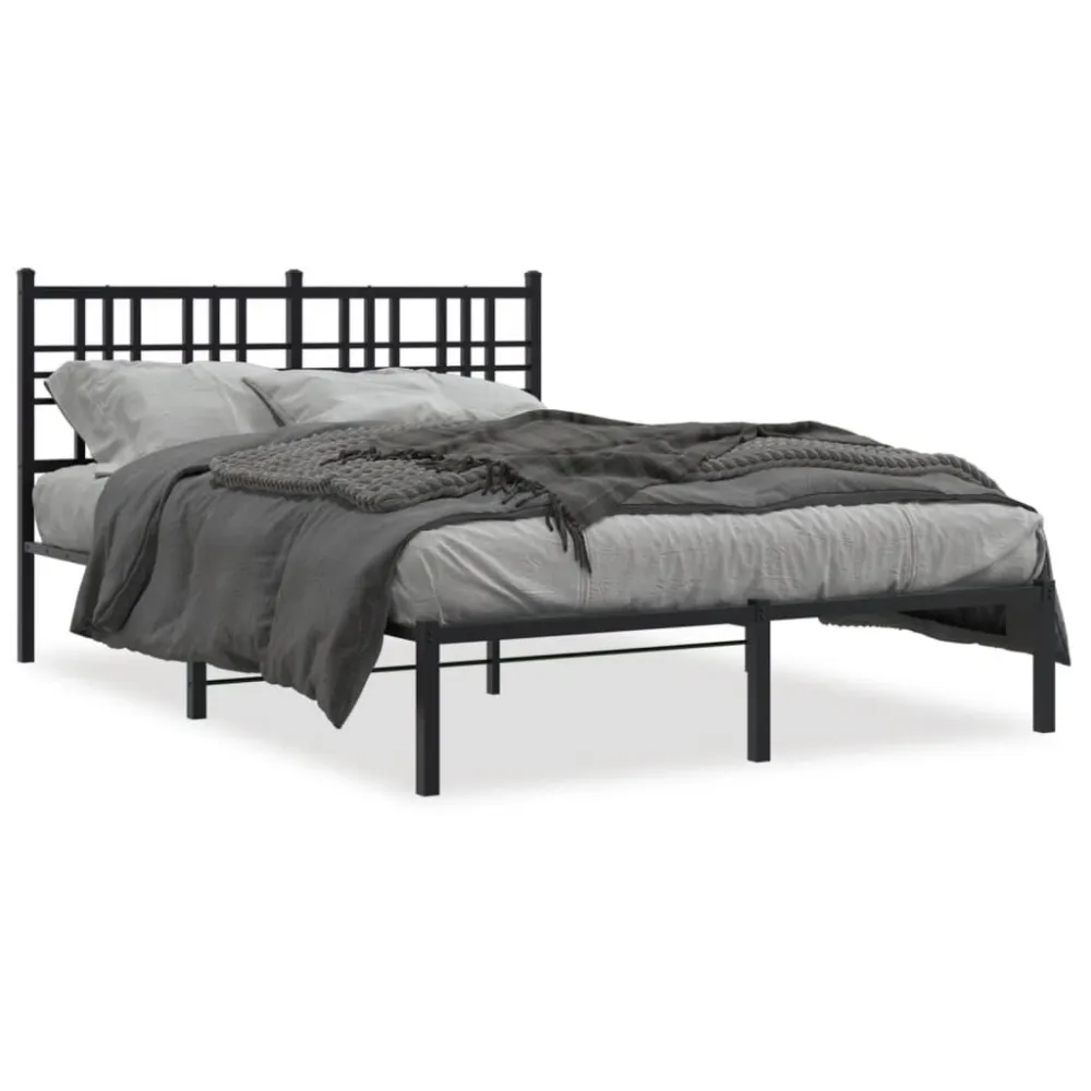 Estrutura de cama com cabeceira 140x190 cm metálico preto