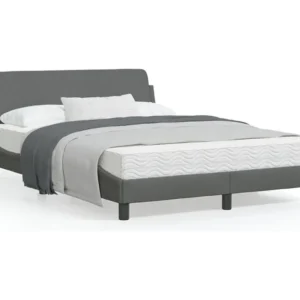 Estrutura de cama com cabeceira 140x190cm tecido cinza-escuro