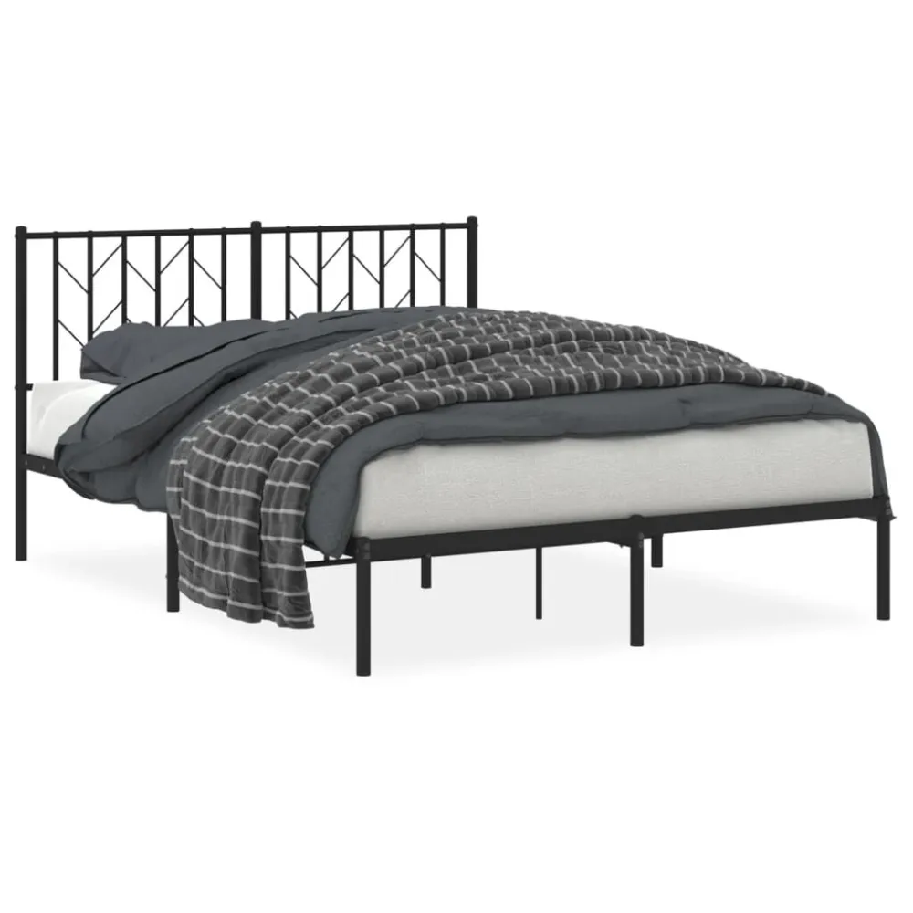 Estrutura de cama com cabeceira 140x200 cm metálico preto