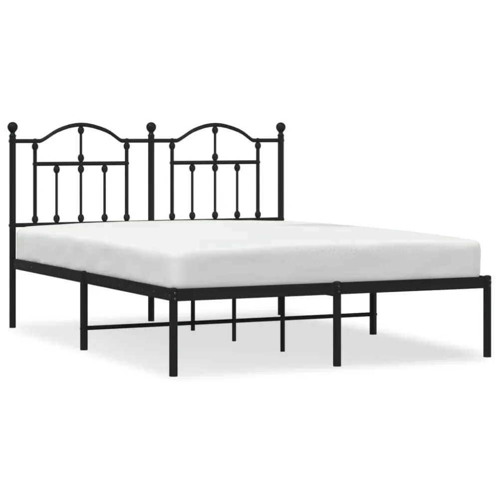 Estrutura de cama com cabeceira 140x200 cm metálico preto