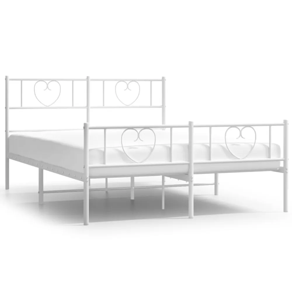 Estrutura de cama com cabeceira e pés 140x200 cm metálico branco