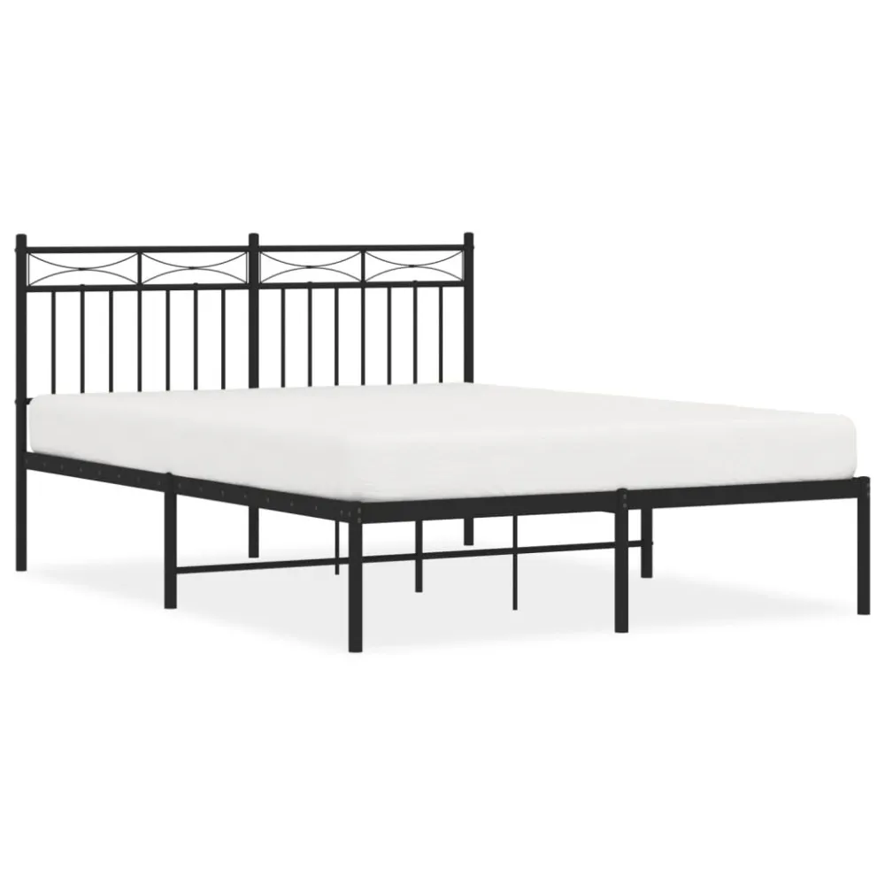 Estrutura de cama com cabeceira 140x200 cm metálico preto