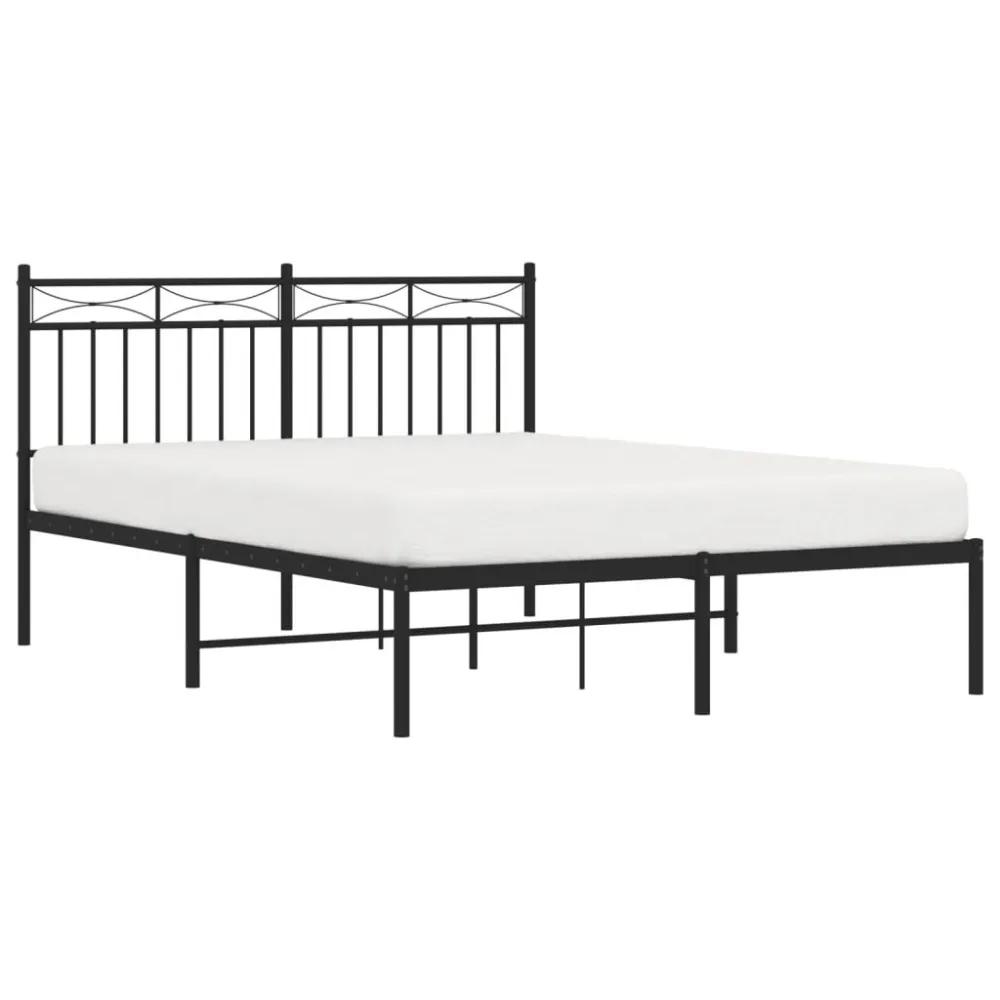 Estrutura de cama com cabeceira 140x200 cm metálico preto