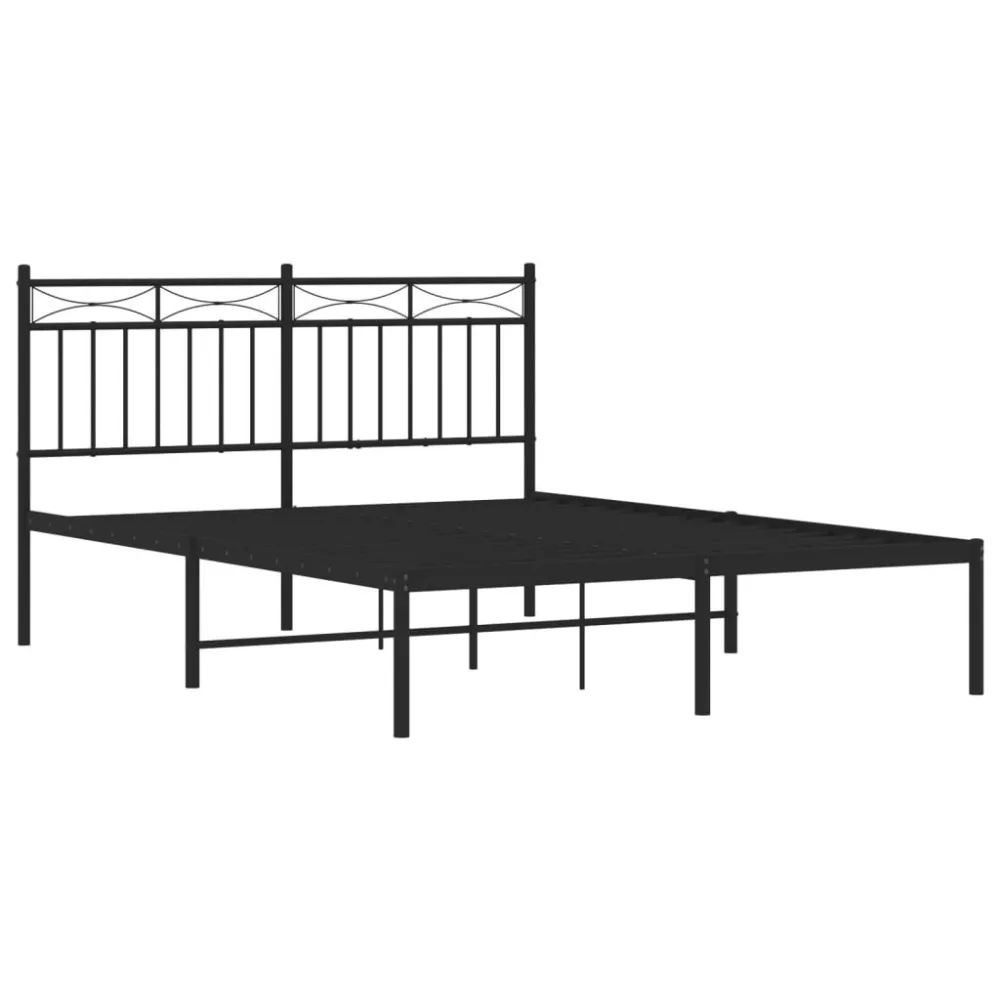Estrutura de cama com cabeceira 140x200 cm metálico preto