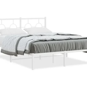 Estrutura de cama com cabeceira 140x200 cm metálico branco