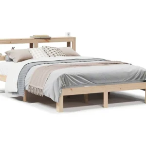 Estrutura de cama com cabeceira 140x200 cm pinho maciço