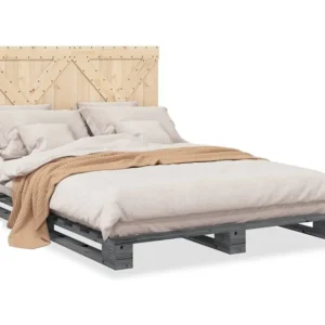 Estrutura de cama com cabeceira 140x200 cm pinho maciço cinza