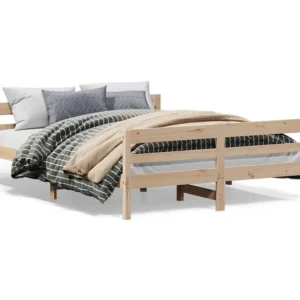 Estrutura de cama com cabeceira 140x200 cm pinho maciço