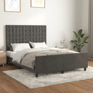 Estrutura de cama com cabeceira 140x200cm veludo cinzento-escuro