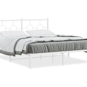 Estrutura de cama com cabeceira 150x200 cm metálico branco